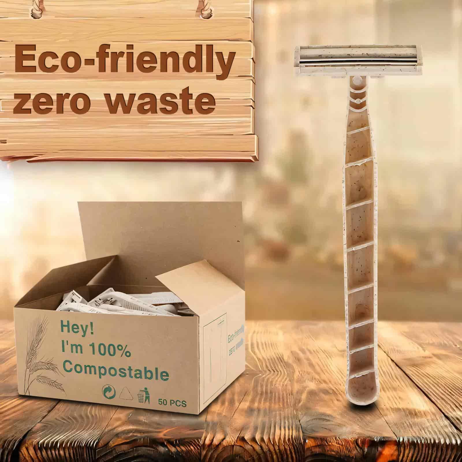 Sustainable 50-Piece Biodegradable Wheat Straw Razor Set - Tremmi