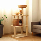 Eco-Chic Natural Paper Rope Cat Tree Tower with Scratching Post - Tremmi