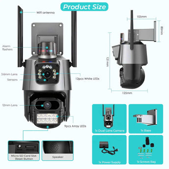 Ultra-HD 8MP Dual-Lens PTZ Security Camera with AI Human Detection and Color Night Vision - Tremmi