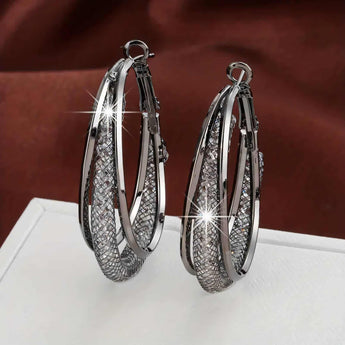 Elegant Mesh Twisted Hoop Earrings - Tremmi