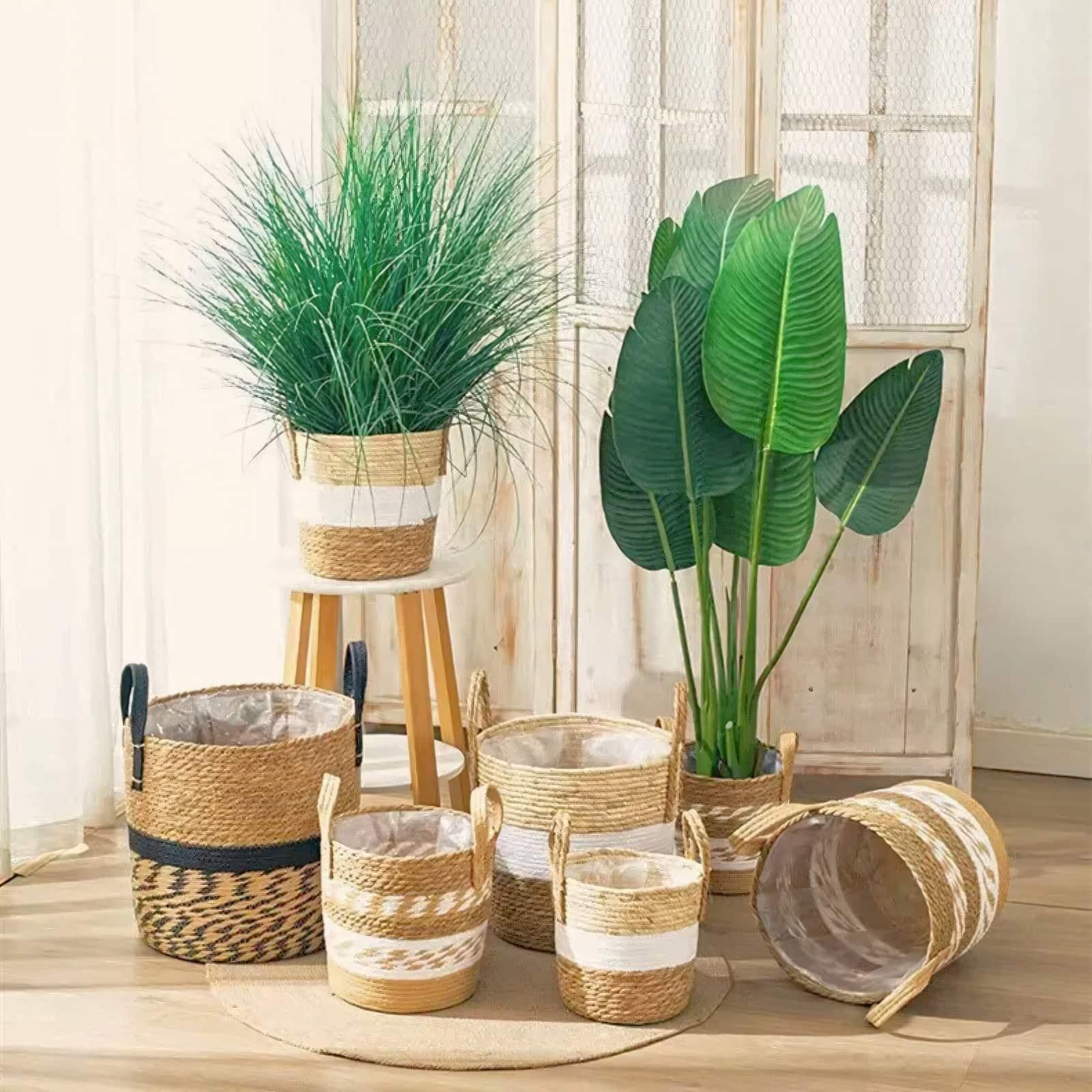 Handcrafted Weave and Wicker Planter Basket Collection - Tremmi Global