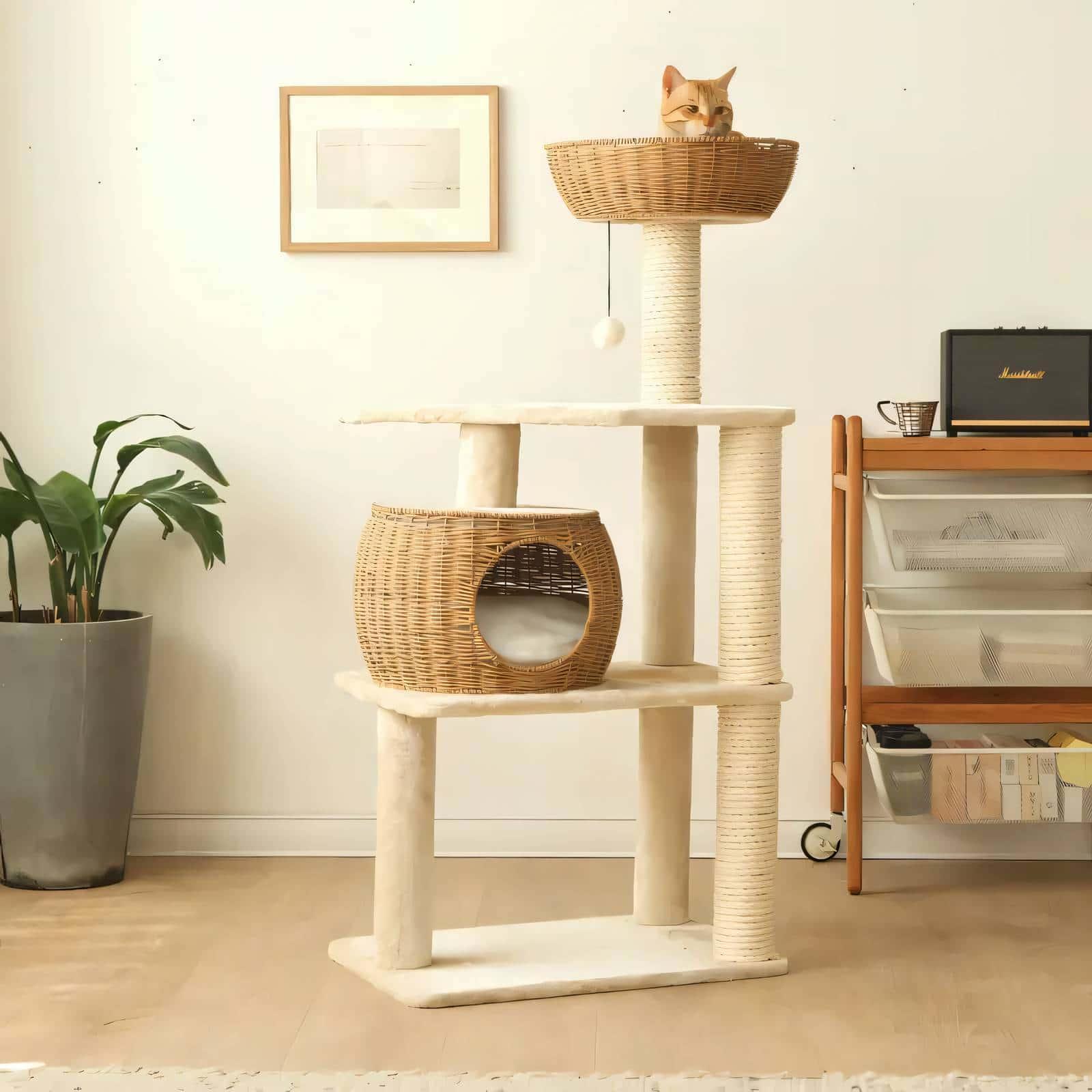 Eco-Chic Natural Paper Rope Cat Tree Tower with Scratching Post - Tremmi