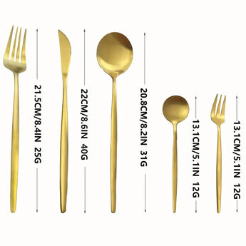 Luxurious 30-Piece Matte-Gold Portuguese Tableware Set - Tremmi