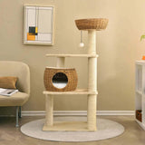 Eco-Chic Natural Paper Rope Cat Tree Tower with Scratching Post - Tremmi