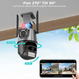 Ultra-HD 8MP Dual-Lens PTZ Security Camera with AI Human Detection and Color Night Vision - Tremmi