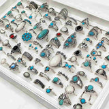 Vintage Bohemian Ring Set - 50 Piece Mix - Tremmi