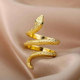 Elegant Gold Plated Serpent Ring - Chic Statement Jewelry with Sparkling Accents - Tremmi